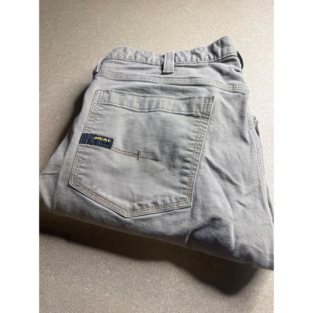 Ariat Rebar M4 Relaxed Straight Work Pants Mens 38x30 Gray Canvas Utility Cargo